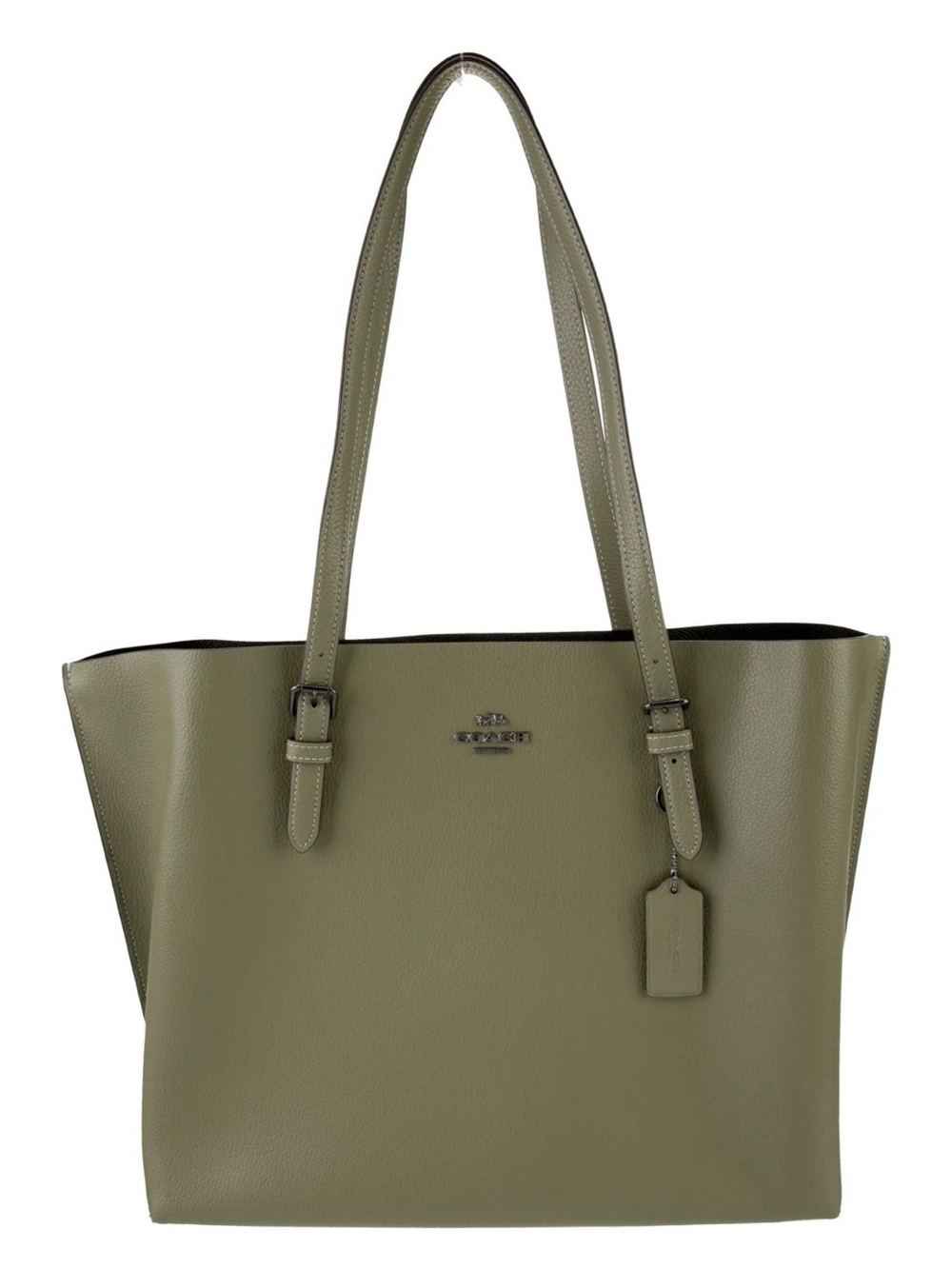 Coach Olive Leather Tote with Dual Shoulder Straps